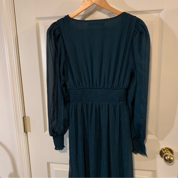 NWOT ALTAR’D STATE Green Maxi Dress with Metallic and Button Details - Picture 6 of 13